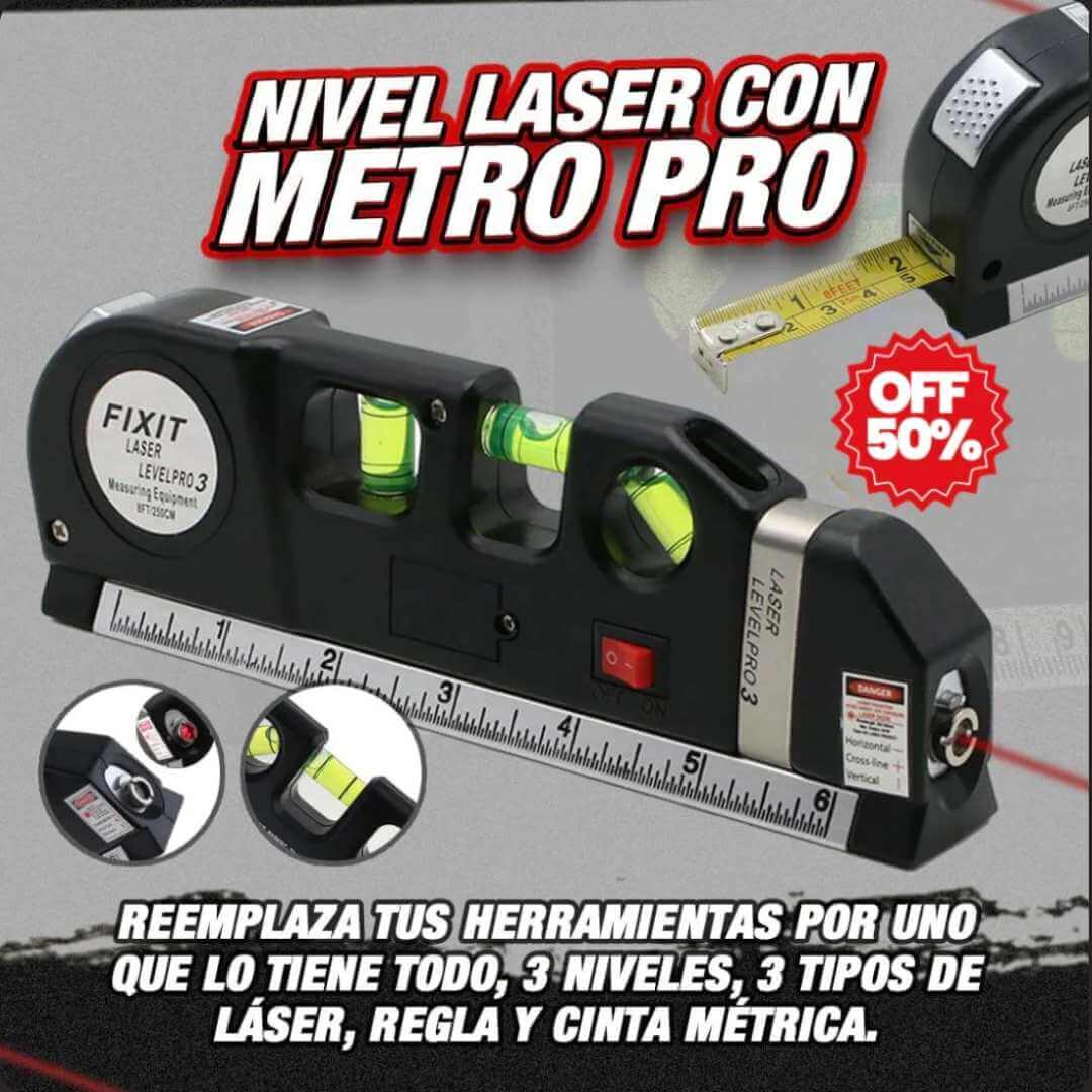 METRO CON NIVEL LASER 4 en 1⭐👷♂️ + ENVÍO GRATIS