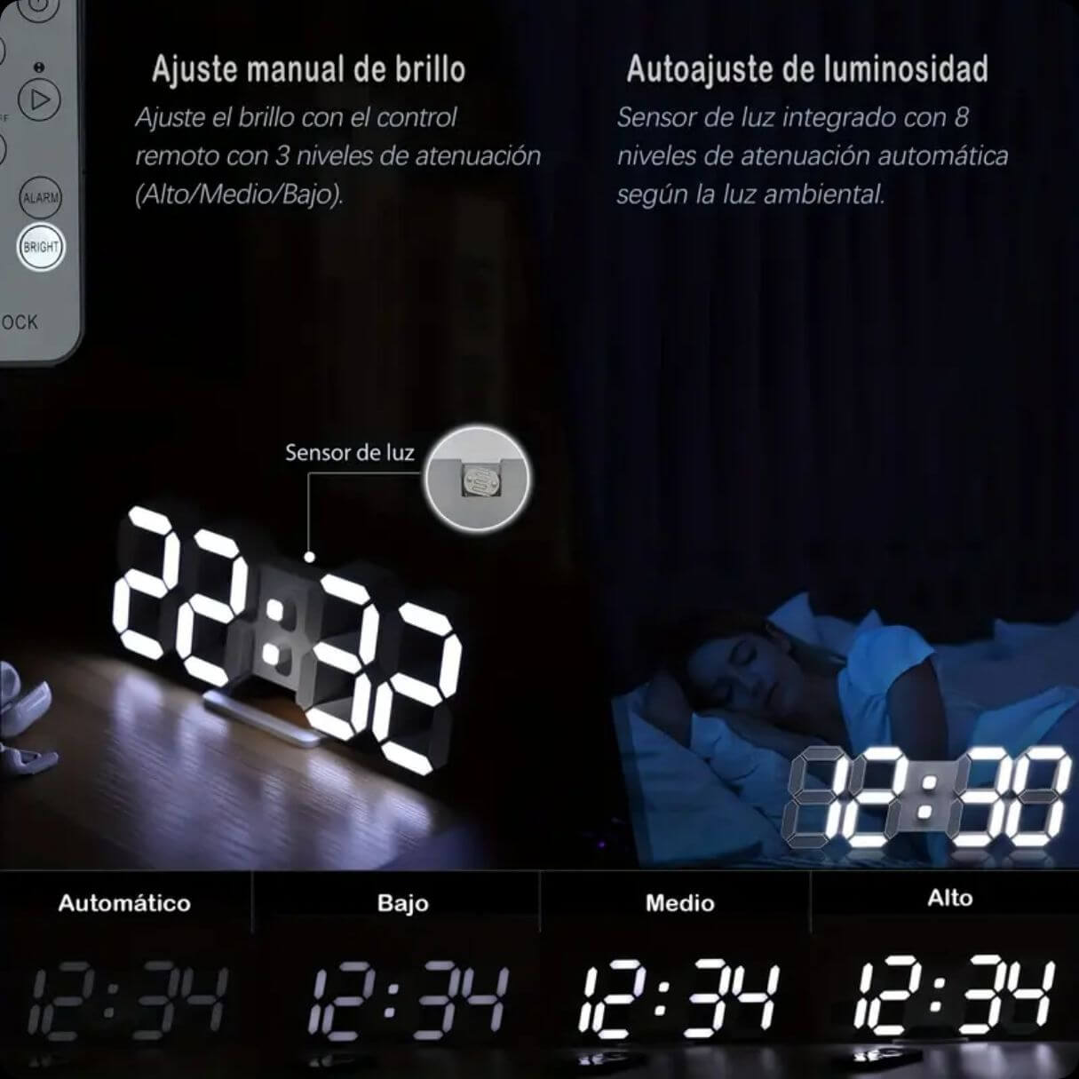 GlowTime™ - Reloj 3 en 1 : Reloj, Alarma y Parlante