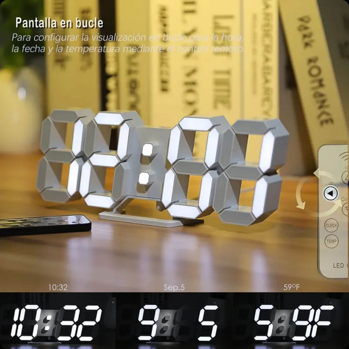 GlowTime™ - Reloj 3 en 1 : Reloj, Alarma y Parlante