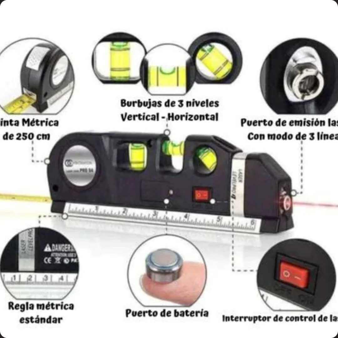 METRO CON NIVEL LASER 4 en 1⭐👷♂️ + ENVÍO GRATIS